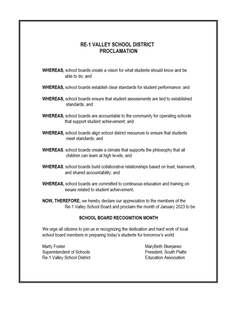 School Board Proclamation