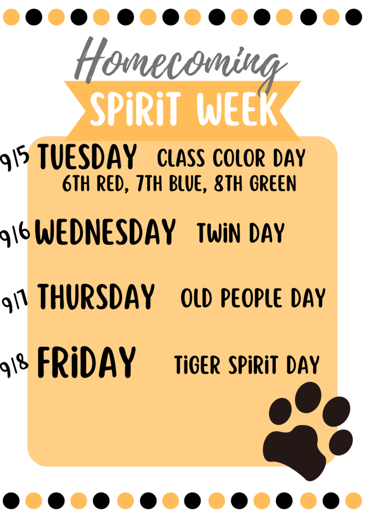 Homecoming spirit week days poster